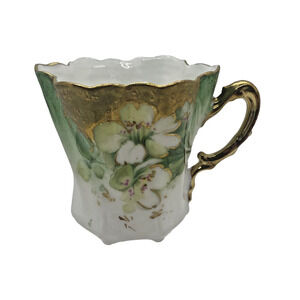 Vintage Luster Gilded Mini Tiny Teacup Hand Painted Floral With Gold
